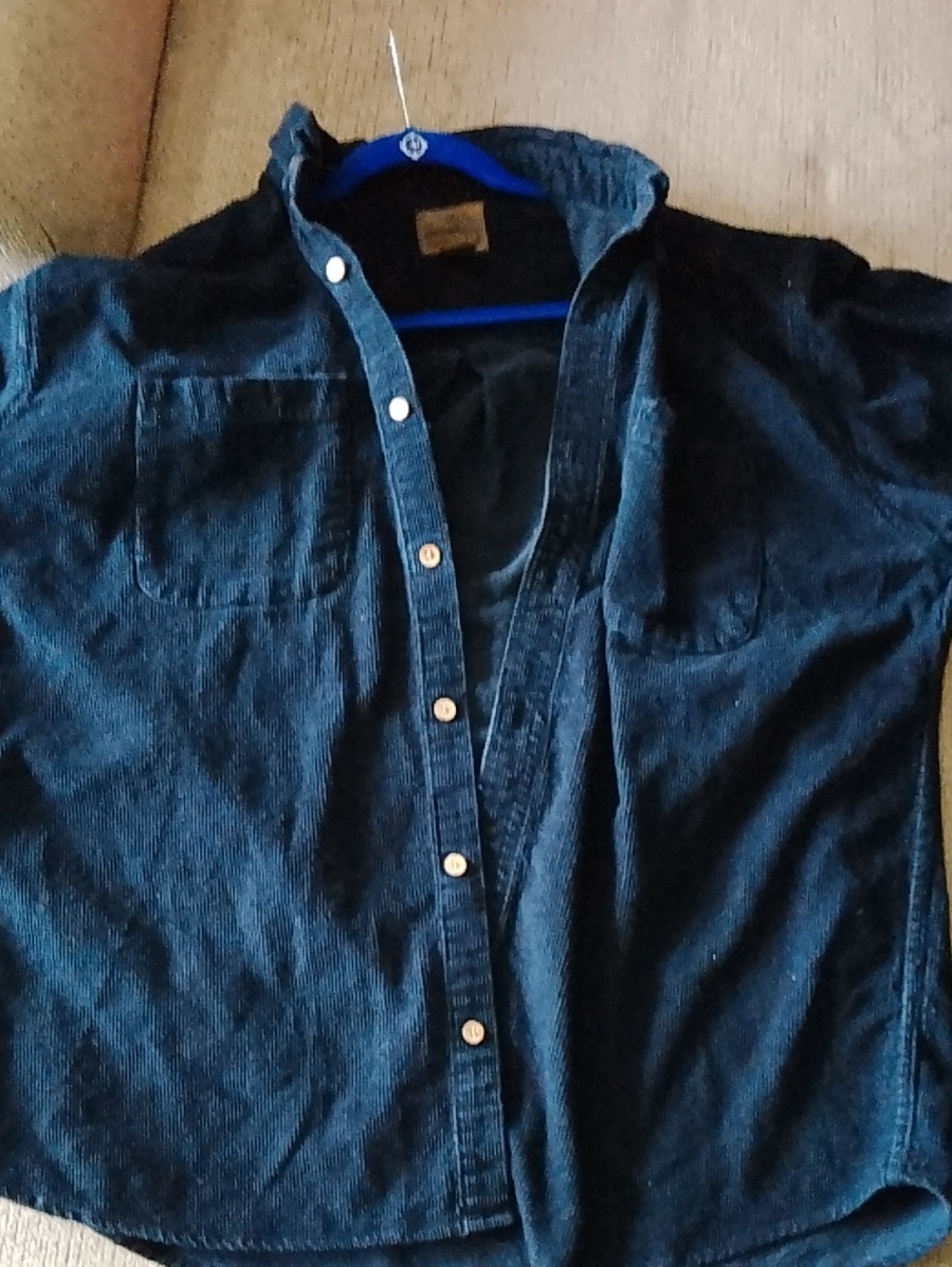 Flyshacker Men's Dark Blue Corduroy Button-Up Shirt